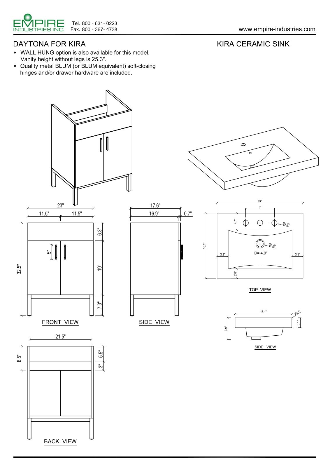 Empire Industries WD2K2420GWP Specs