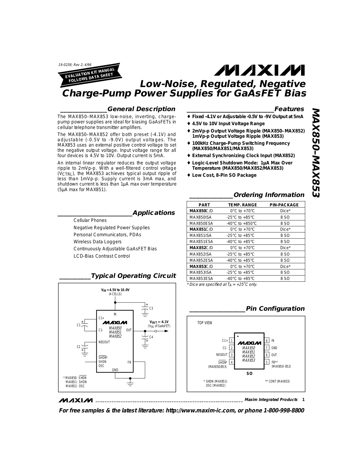 Rainbow Electronics MAX853 User Manual