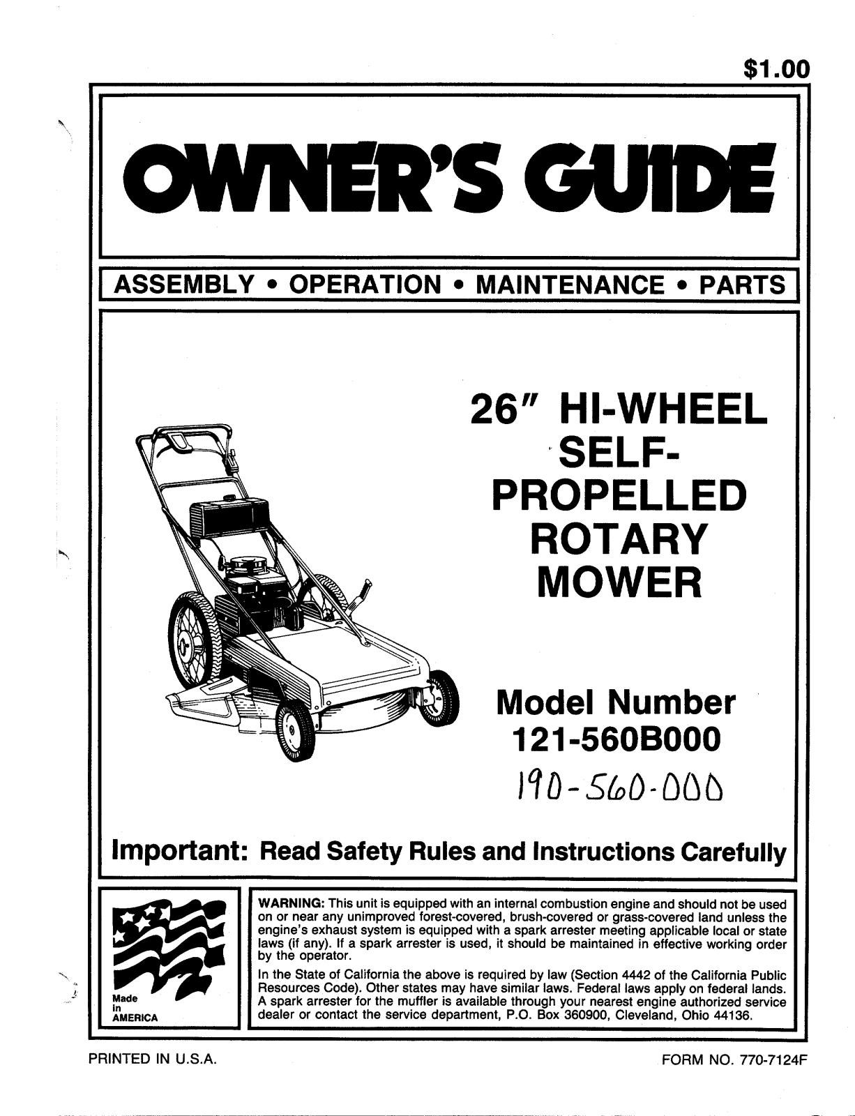 MTD 121-560B000 User Manual