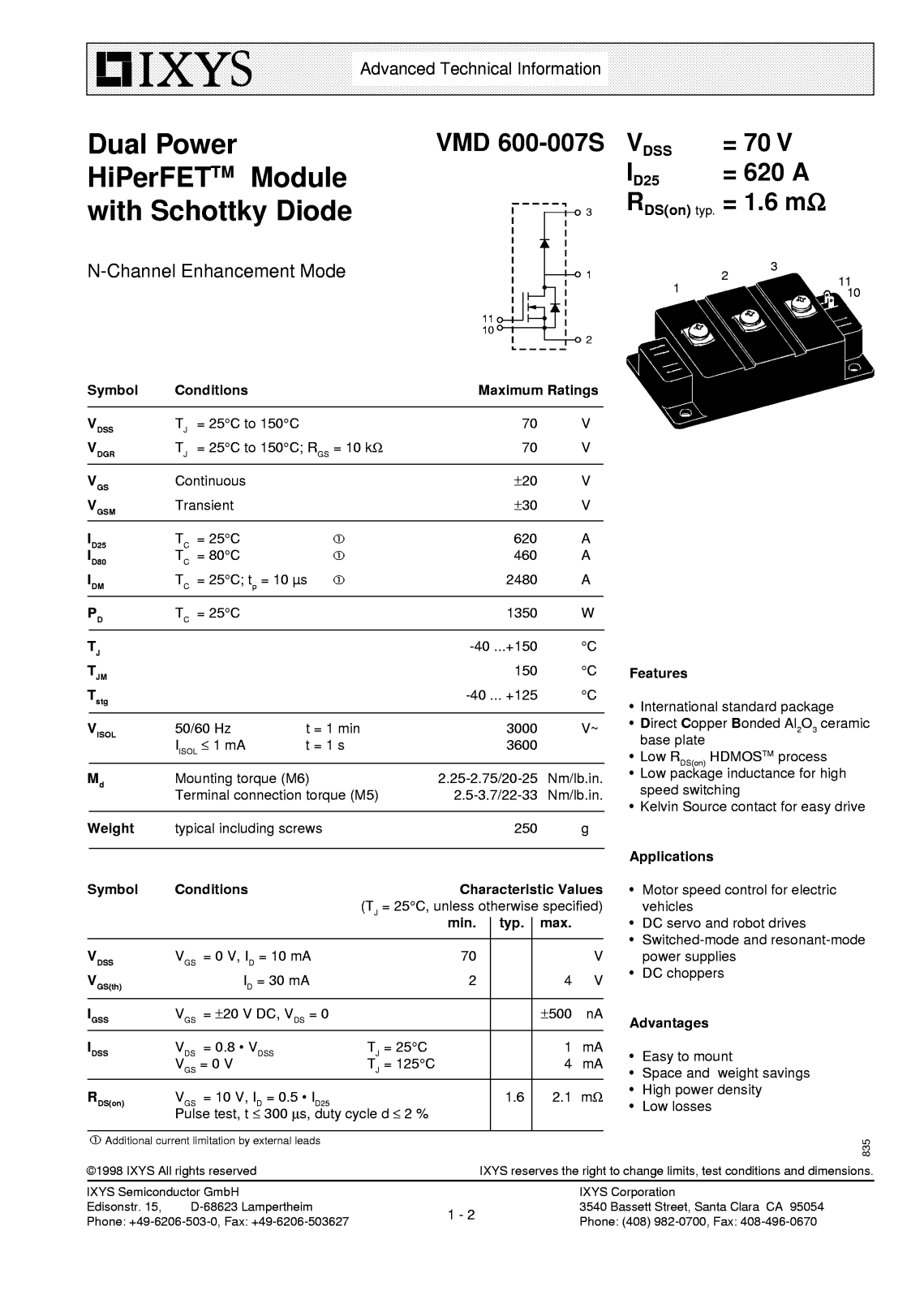 IXYS VMD600-007S Service Manual