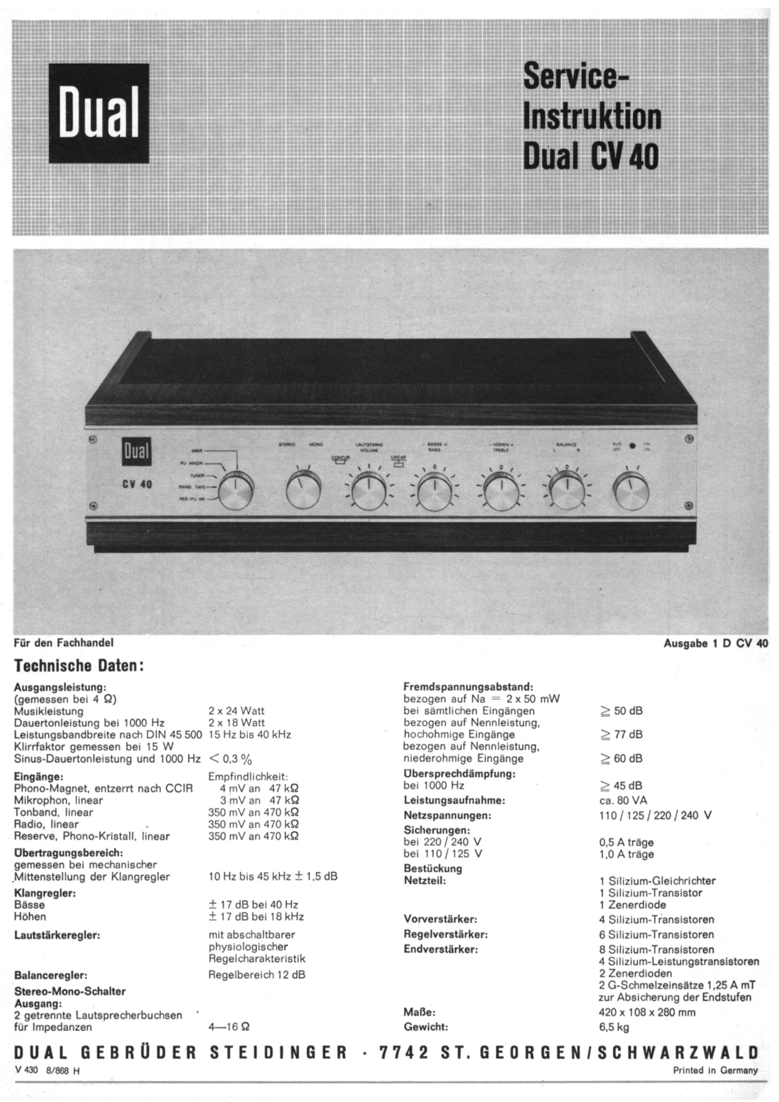 Dual CV-40 Service Manual