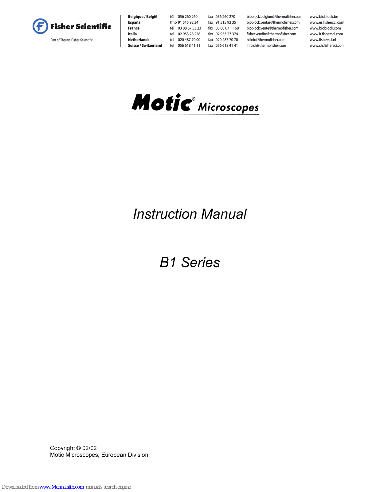 Motic B1-211, B1-220, B1-223 Instruction Manual