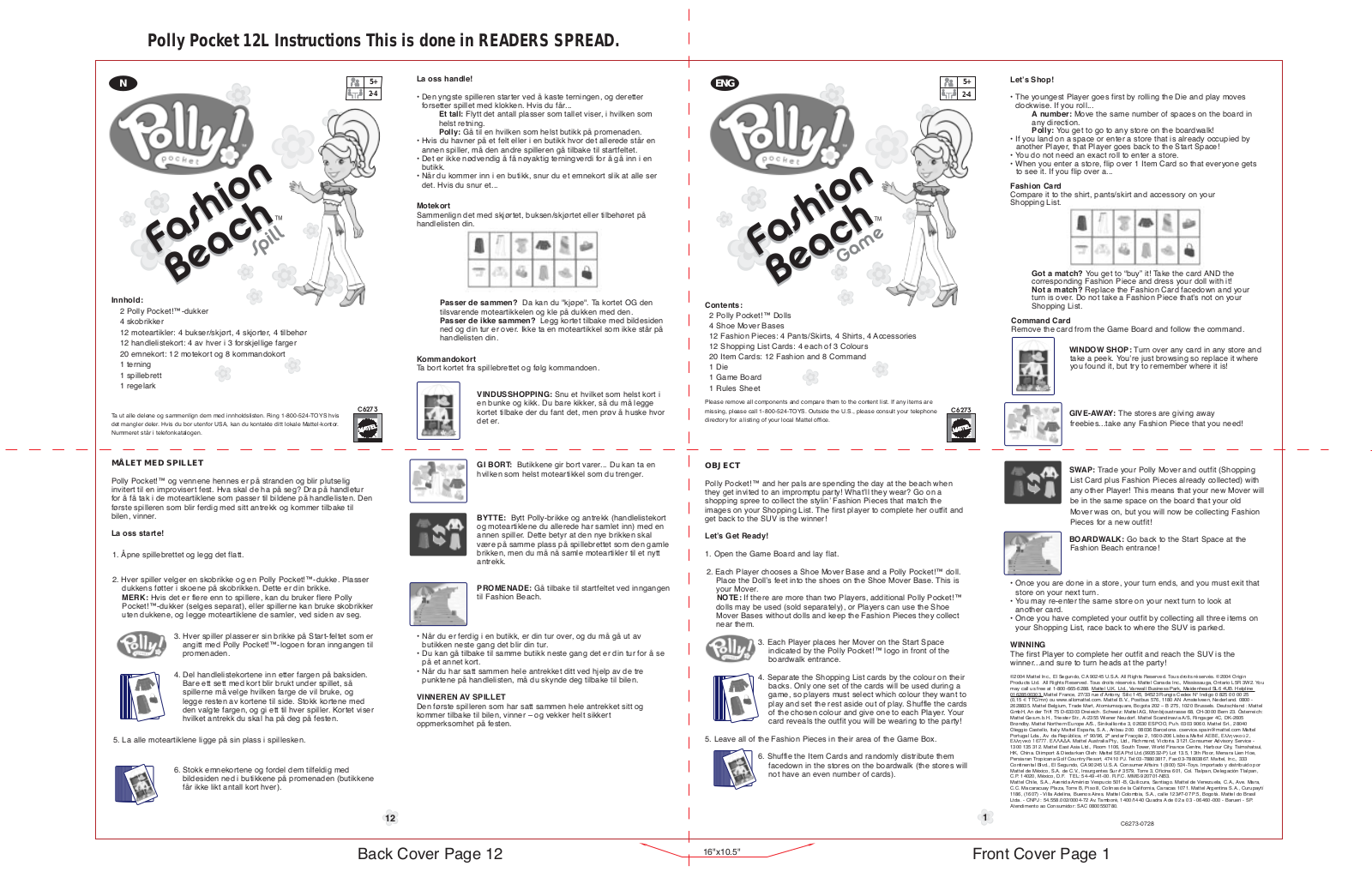 Fisher-Price C6273 Instruction Sheet