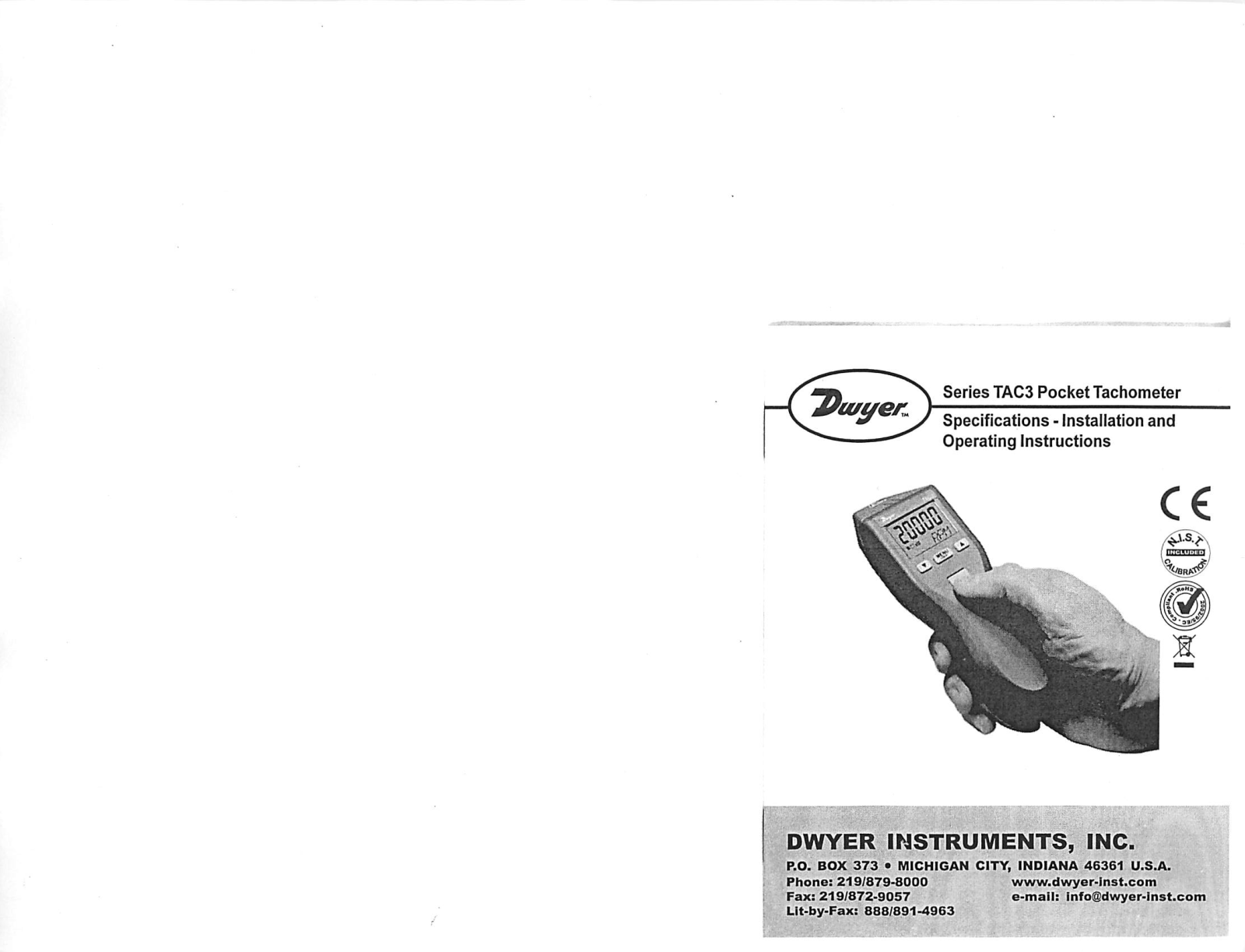 Dwyer Instruments TAC3 Operating Manual