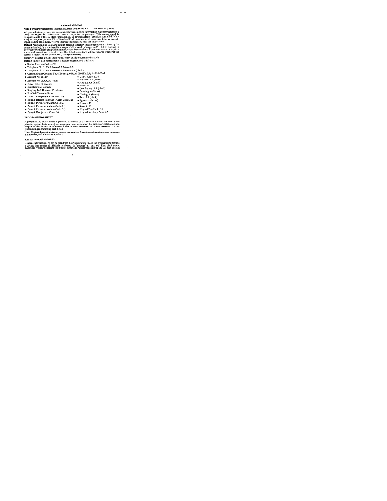 Alarm Lock EGL4700 Instruction