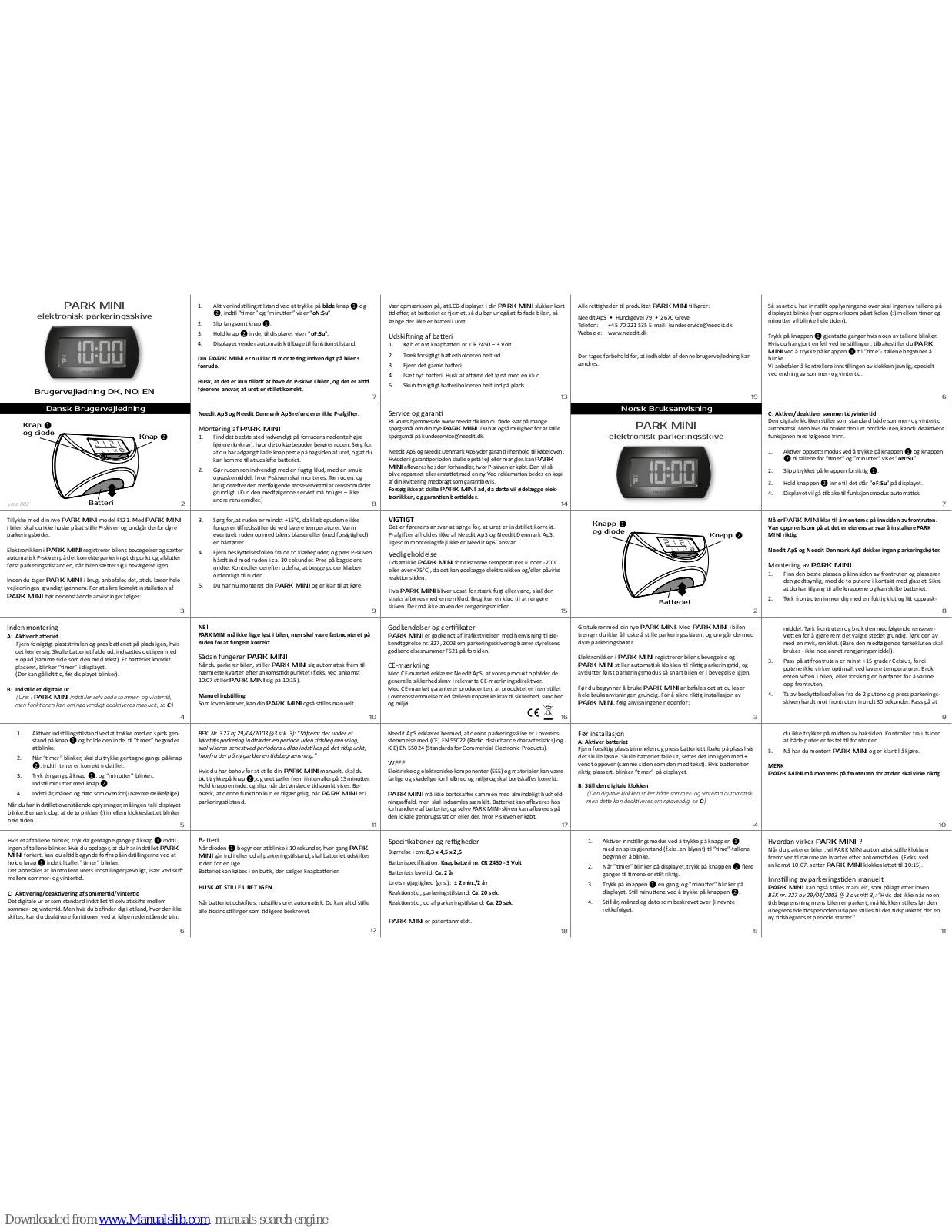 Needit Park Mini User Manual - ManualMachine.com