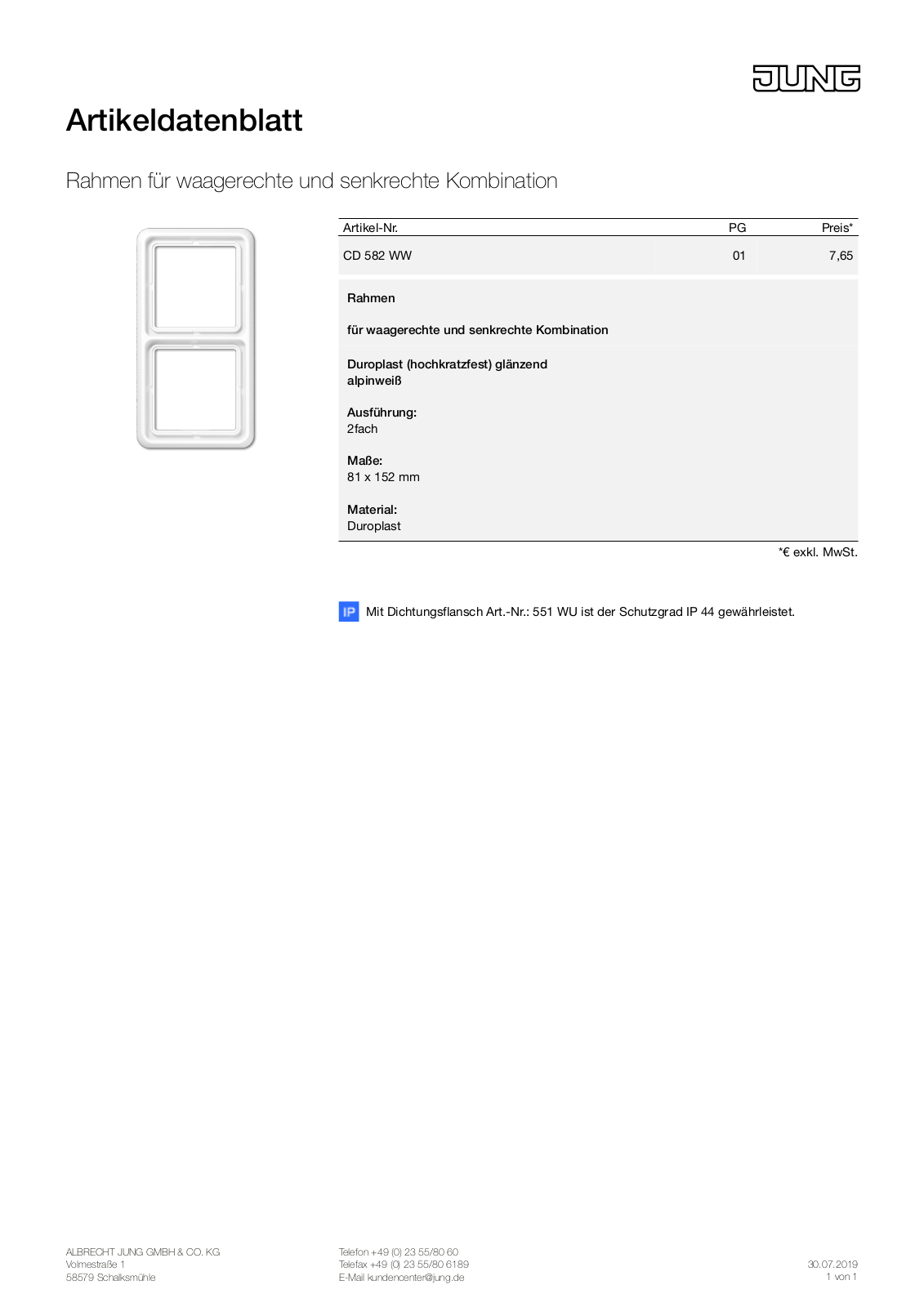 Jung CD 582 WW User Manual