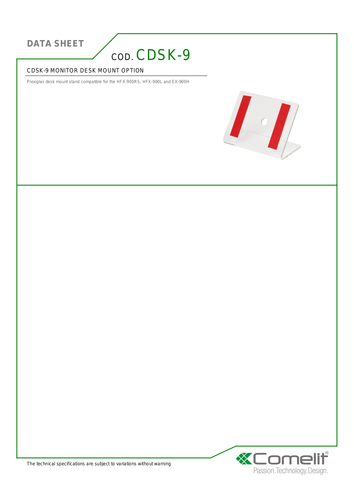 Comelit CDSK9 Specsheet