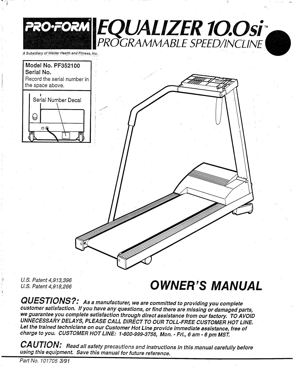 ProForm PF352101, PF352100 User Manual