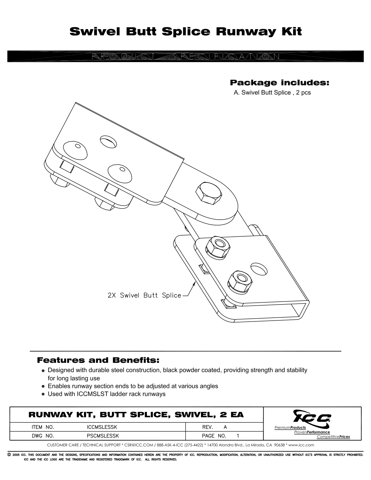 ICC ICCMSLESSK Specsheet