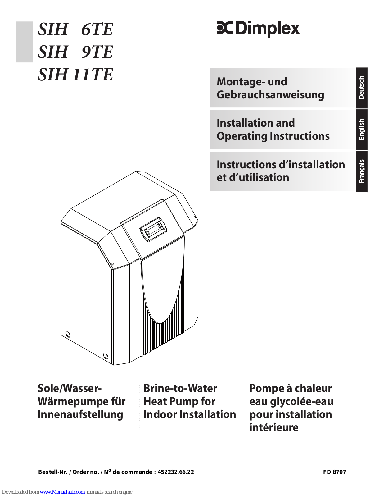 Dimplex SIH 6TE, SIH 11TE, SIH 9TE, SI 5TE, SI 9TE Installation And Operating Instructions Manual