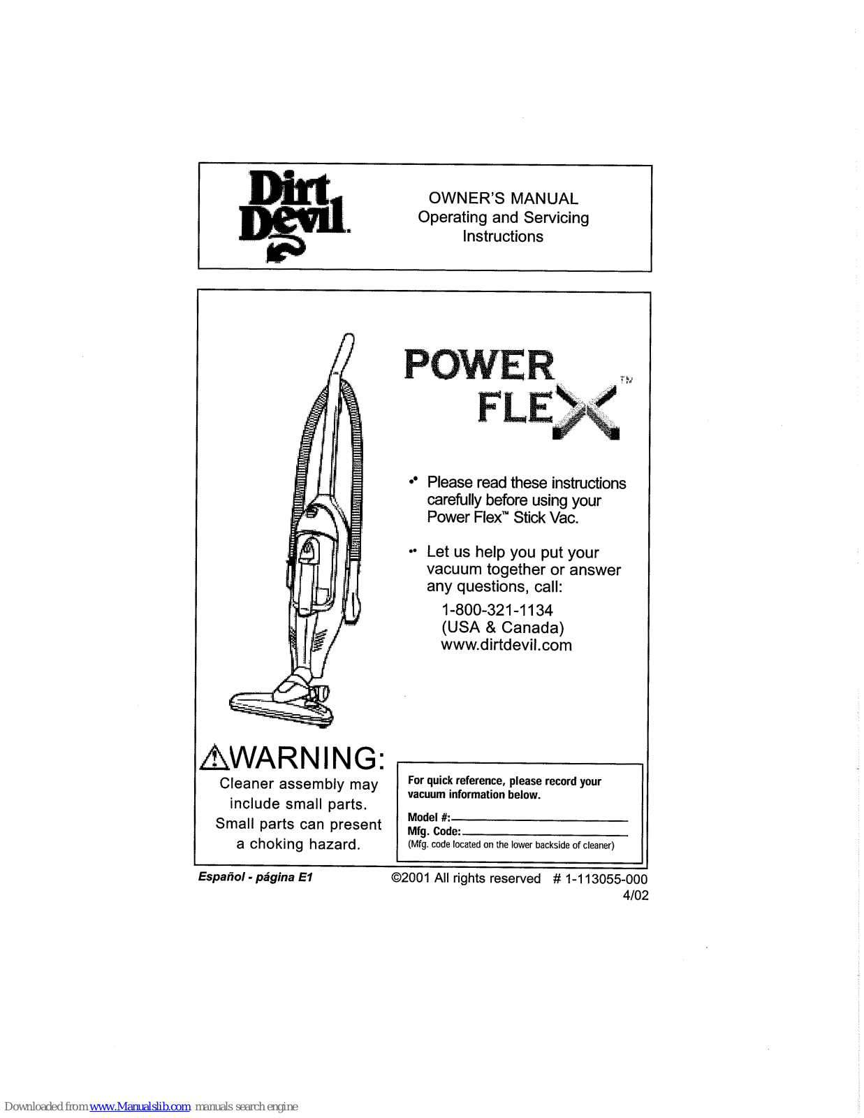 Dirt Devil Power FfeX Owner's Manual - ManualMachine.com
