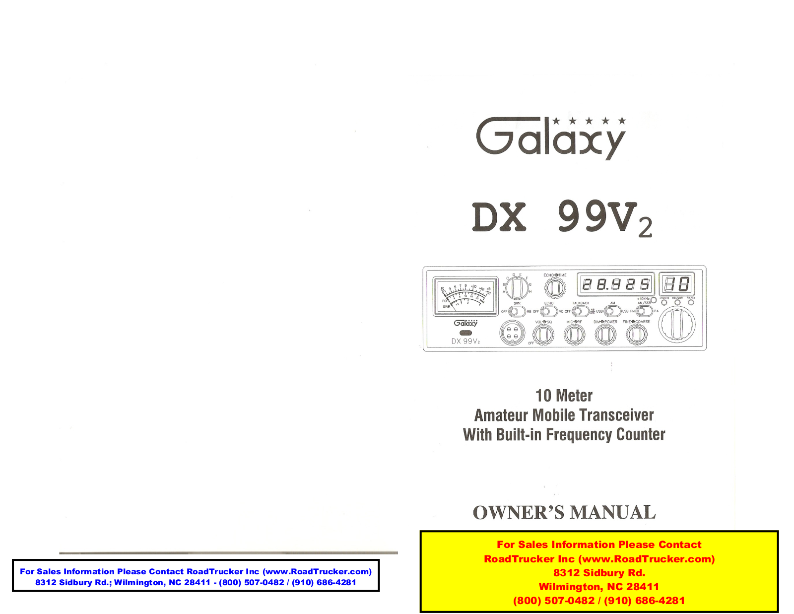 Galaxy DX 99V2 Owner's Manual