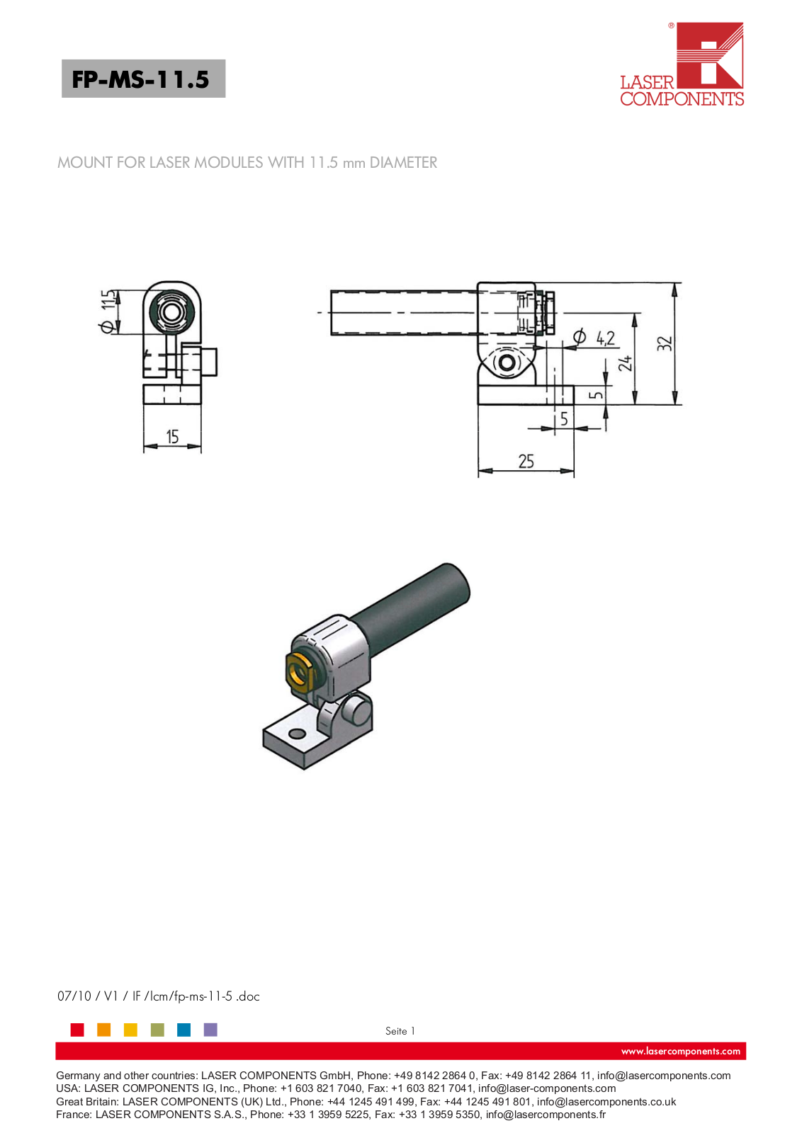 LASER COMPONENTS LACO FP-MS-11.5 Datasheet - ManualMachine.com