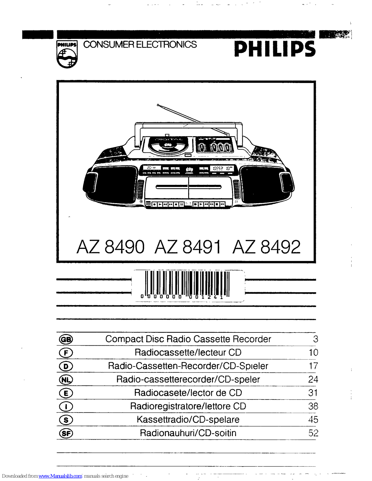 Philips AZ 8491, AZ8492 - annexe 1, AZ 8492 User Manual