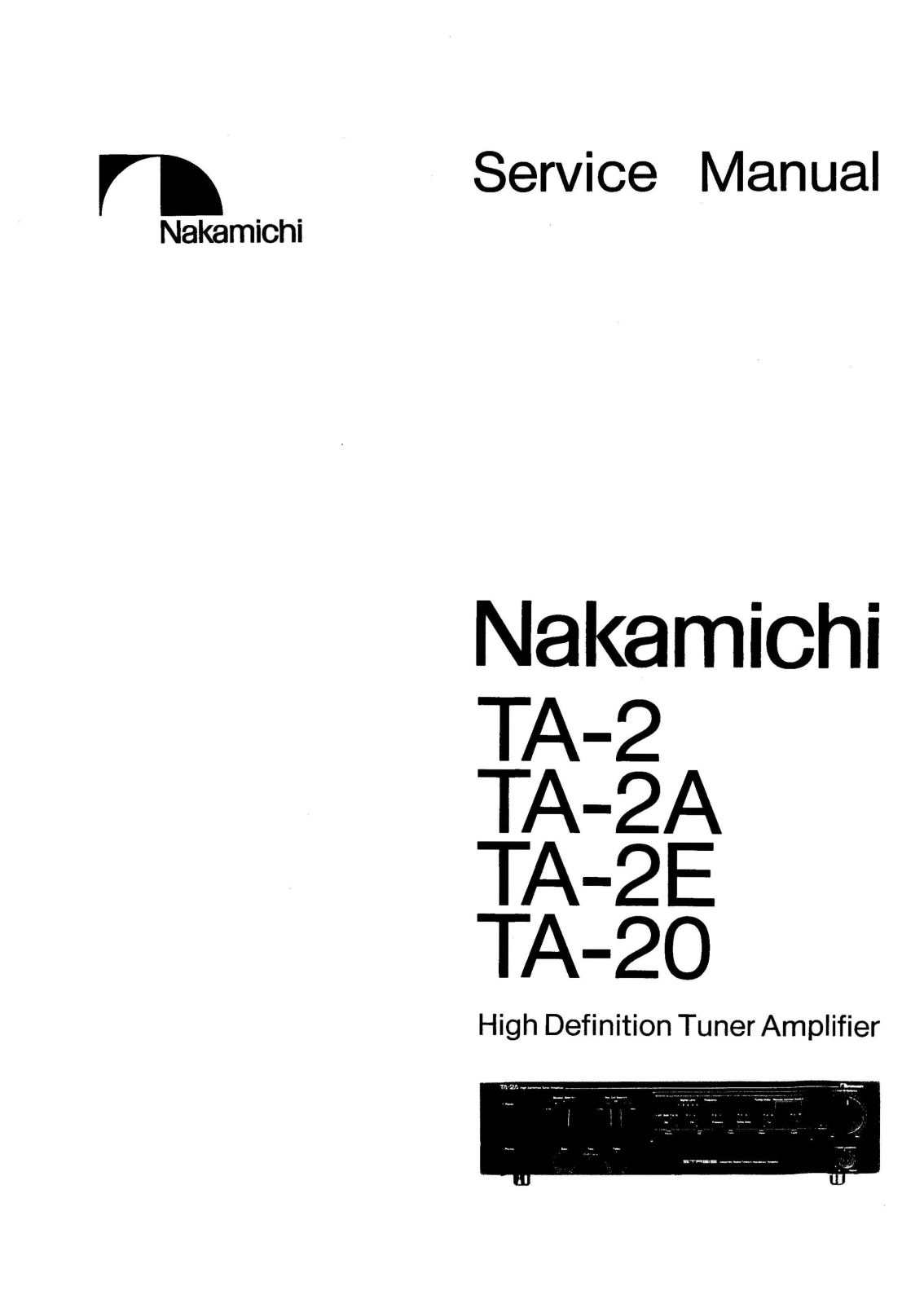 Nakamichi TA-2, TA-2A, TA-2E, TA-20 Service Manual