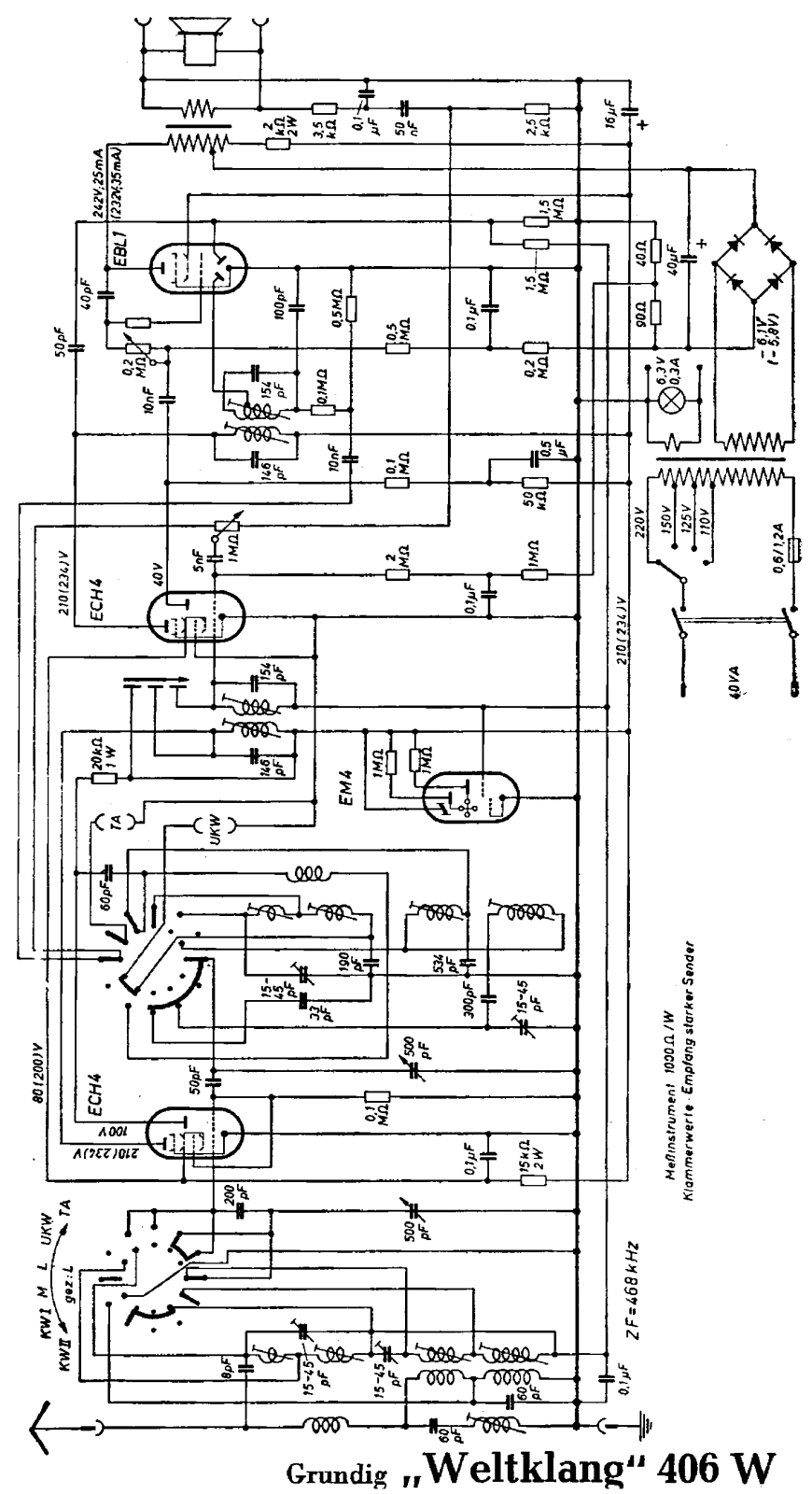 Grundig WELTKLANG-406-W Schematic