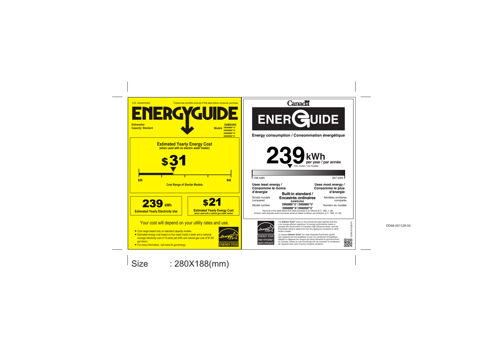 Samsung DW80R9950US Energy manual