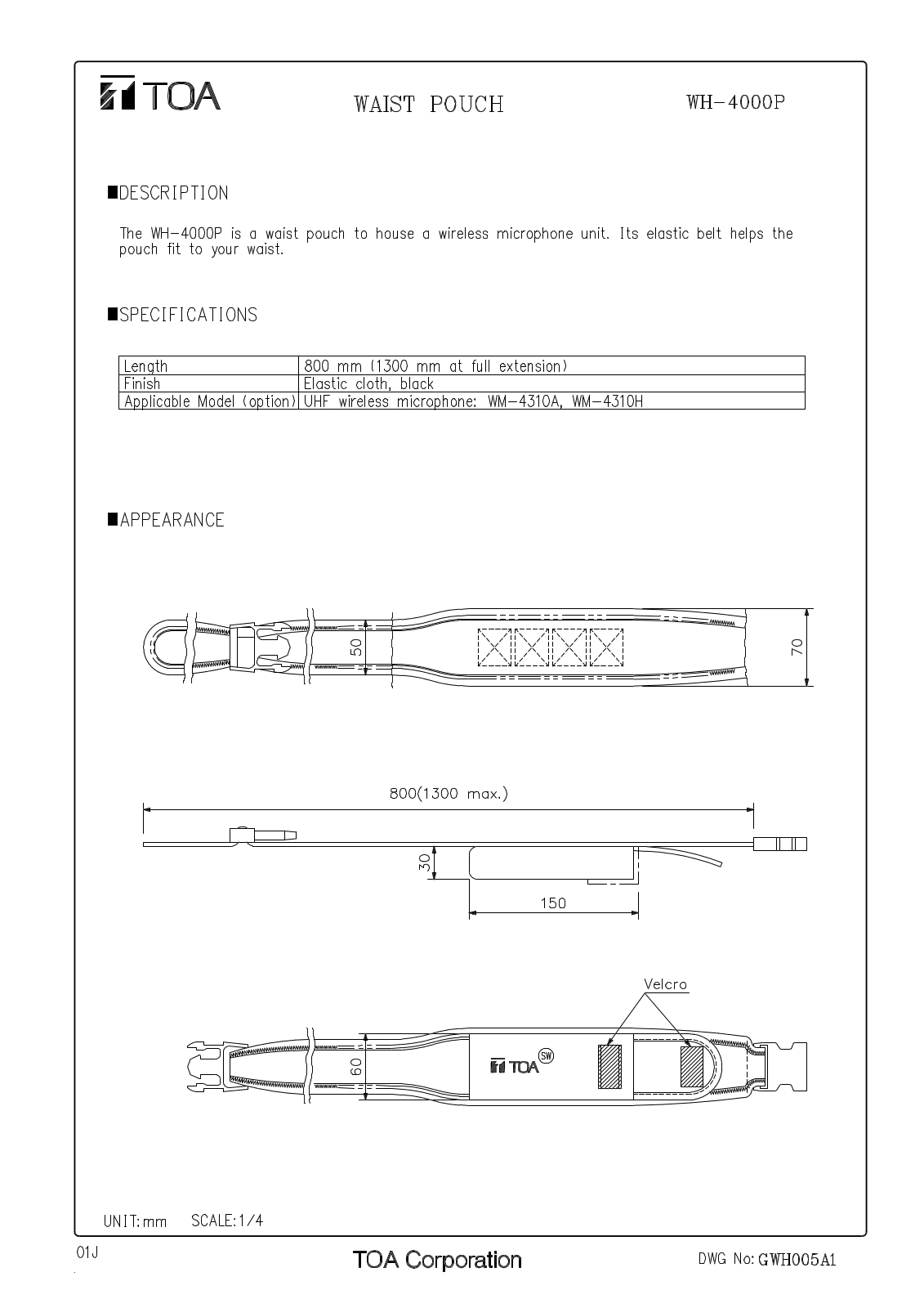 TOA WH-4000P User Manual