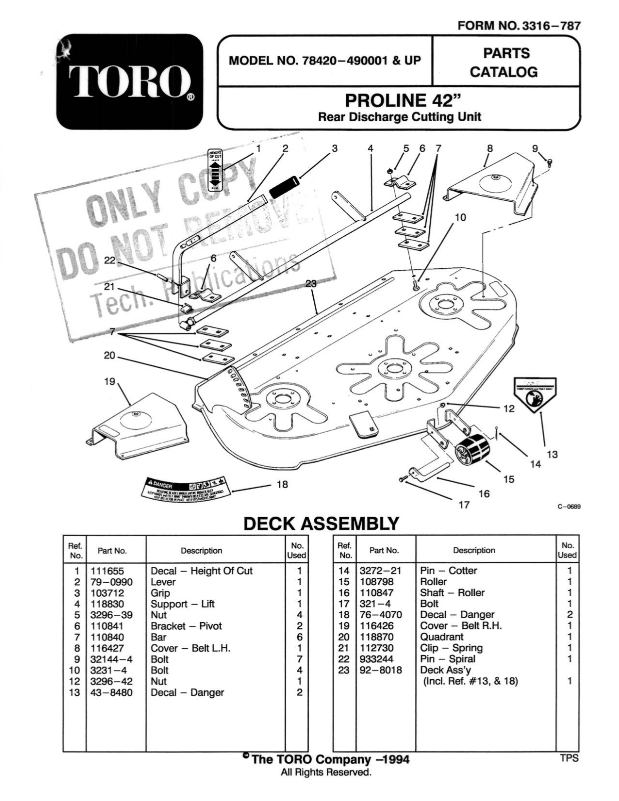 Toro 78420 Parts Catalogue