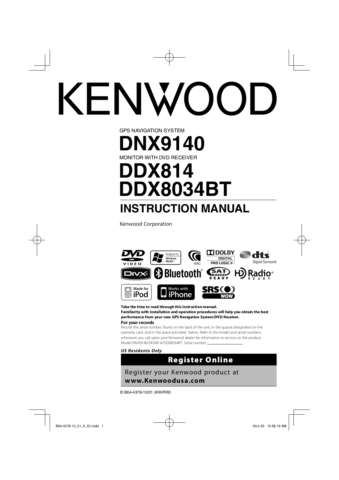 Kenwood DDX814, DNX9140 Instruction Manual