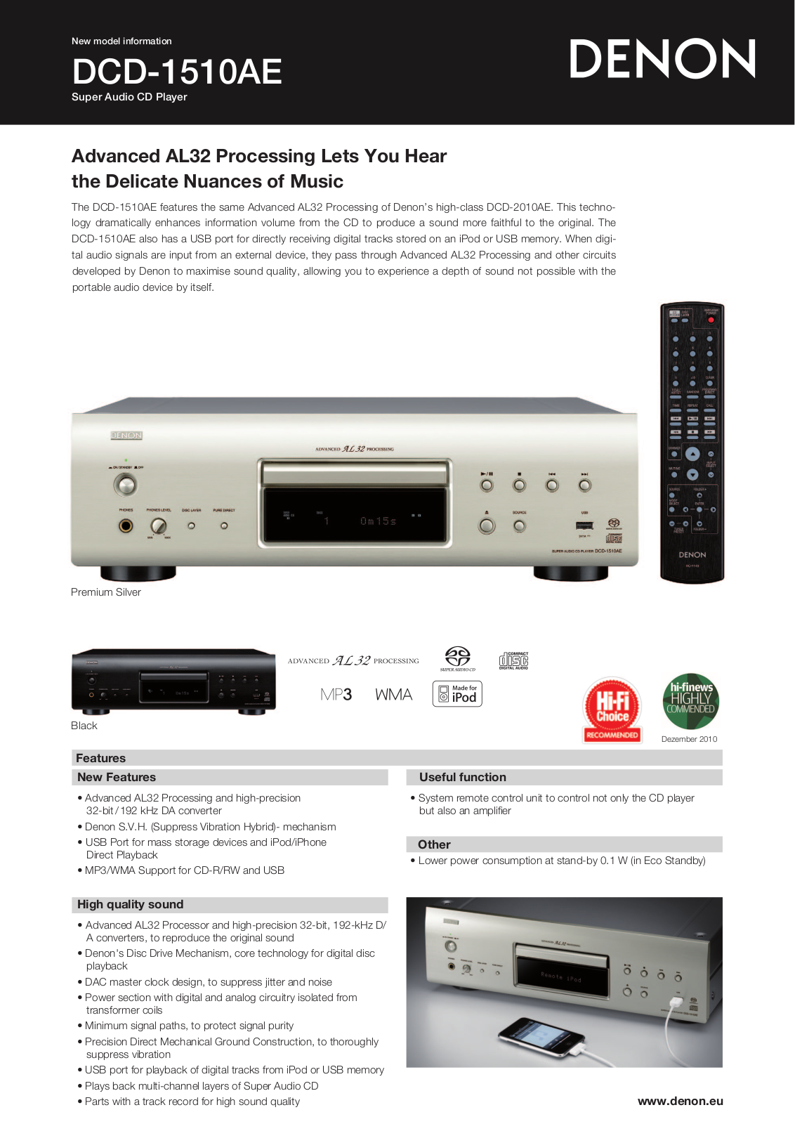 Denon DCD 1510AE Brochure