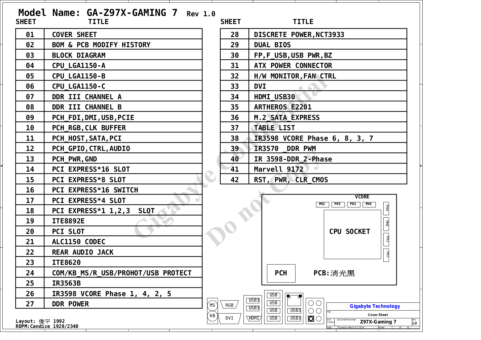 Gigabyte GA-Z97X-GAMING 7 REV 1.0 Schematics