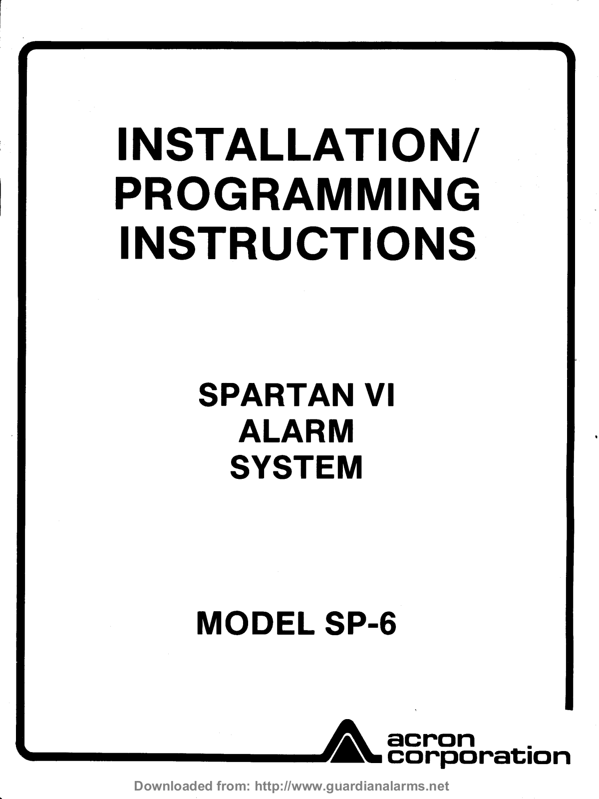 Acron MODEL SP-6-SPARTAN VI Installation Manual