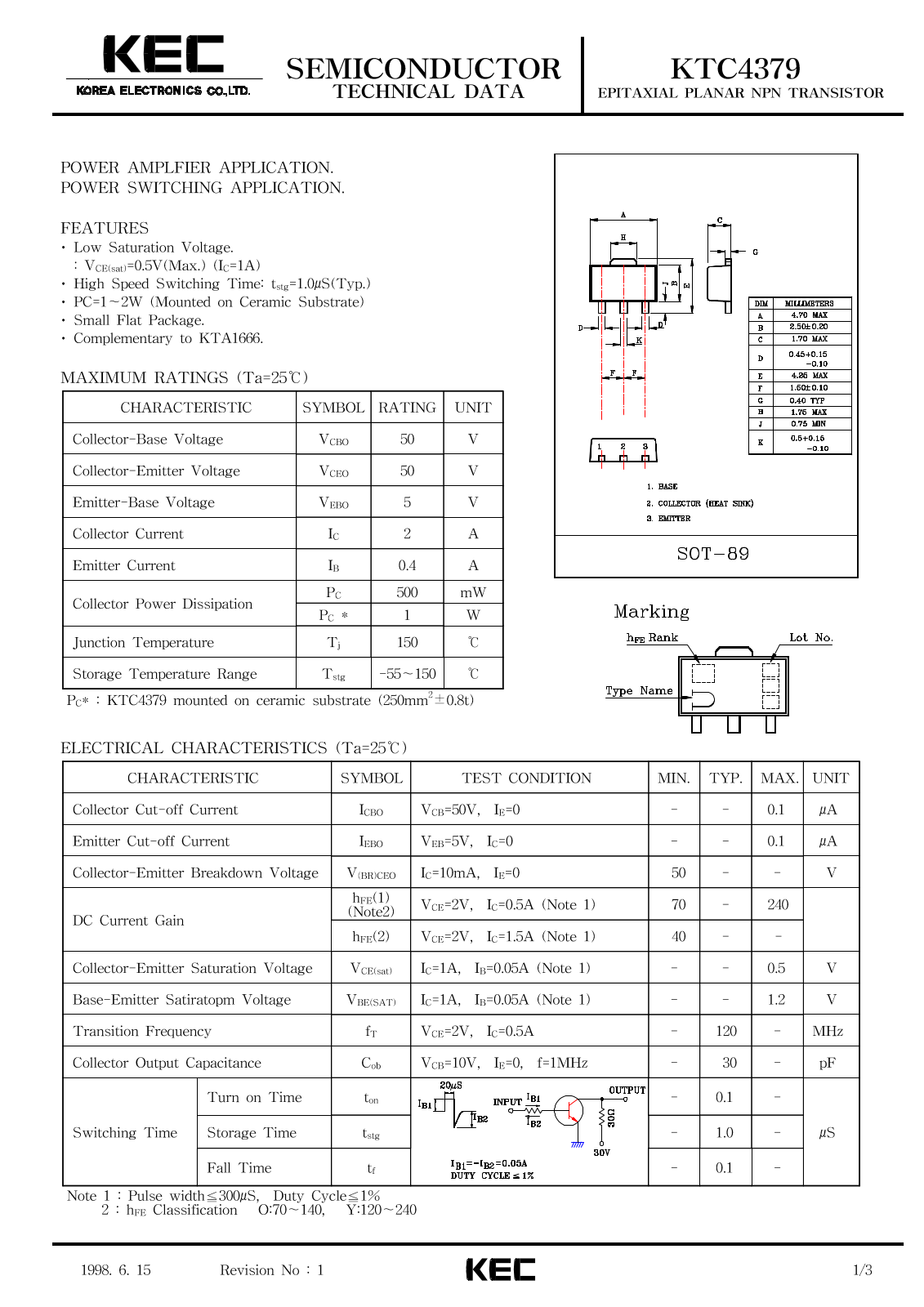 KEC KTC4379 Datasheet