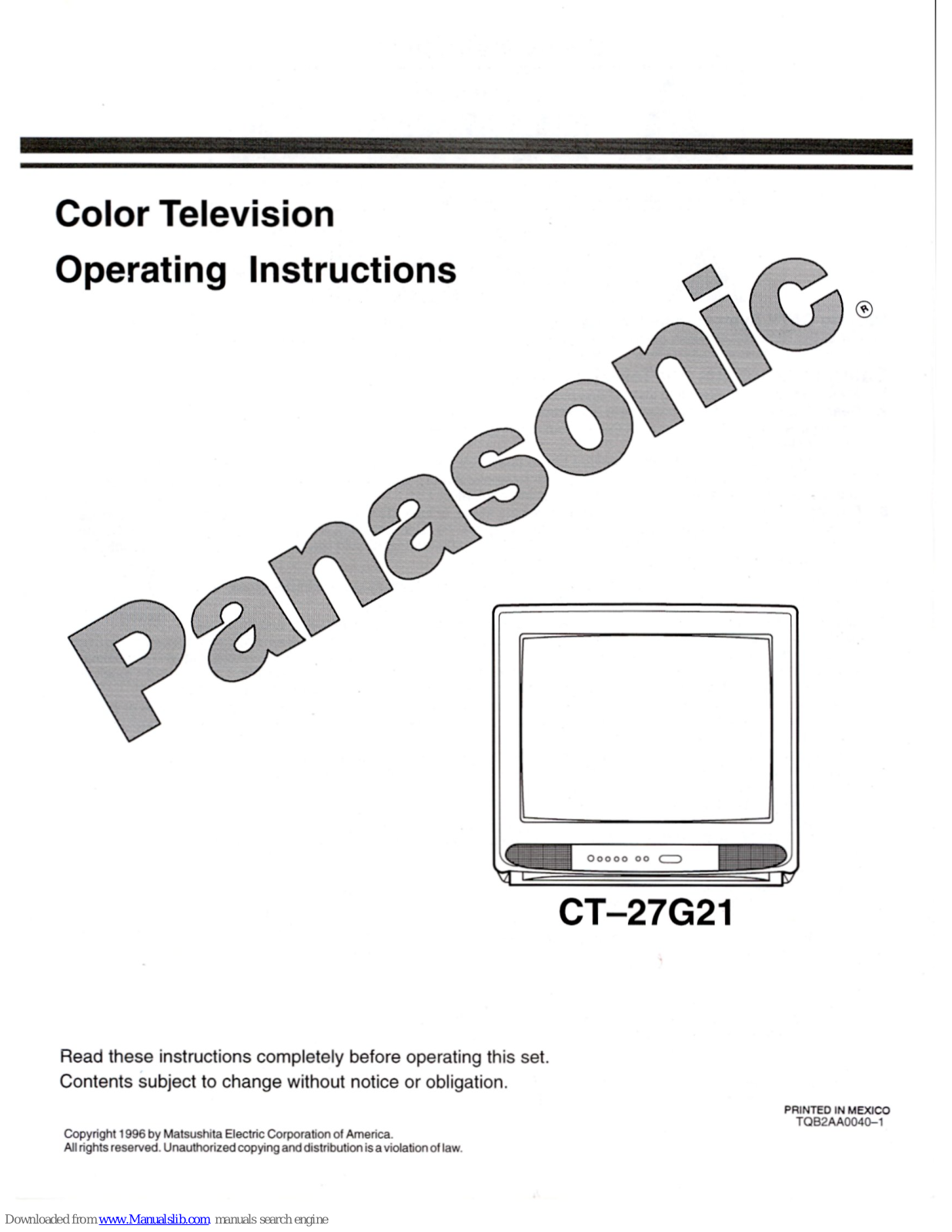 Panasonic CT-27G21, CT27G21U - 27