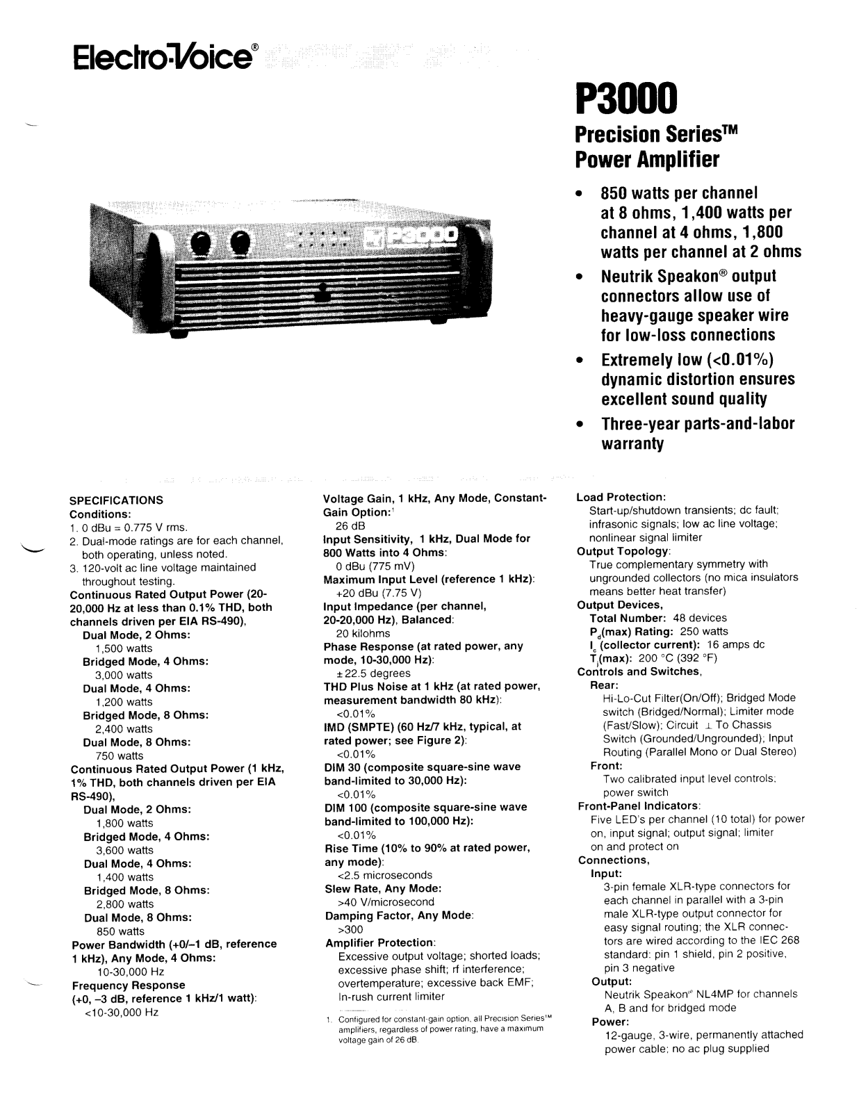 Electrovoice p3000 schematic