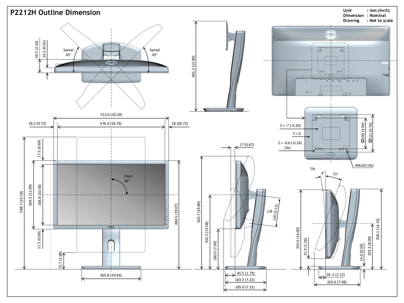 Dell P2212H User Manual