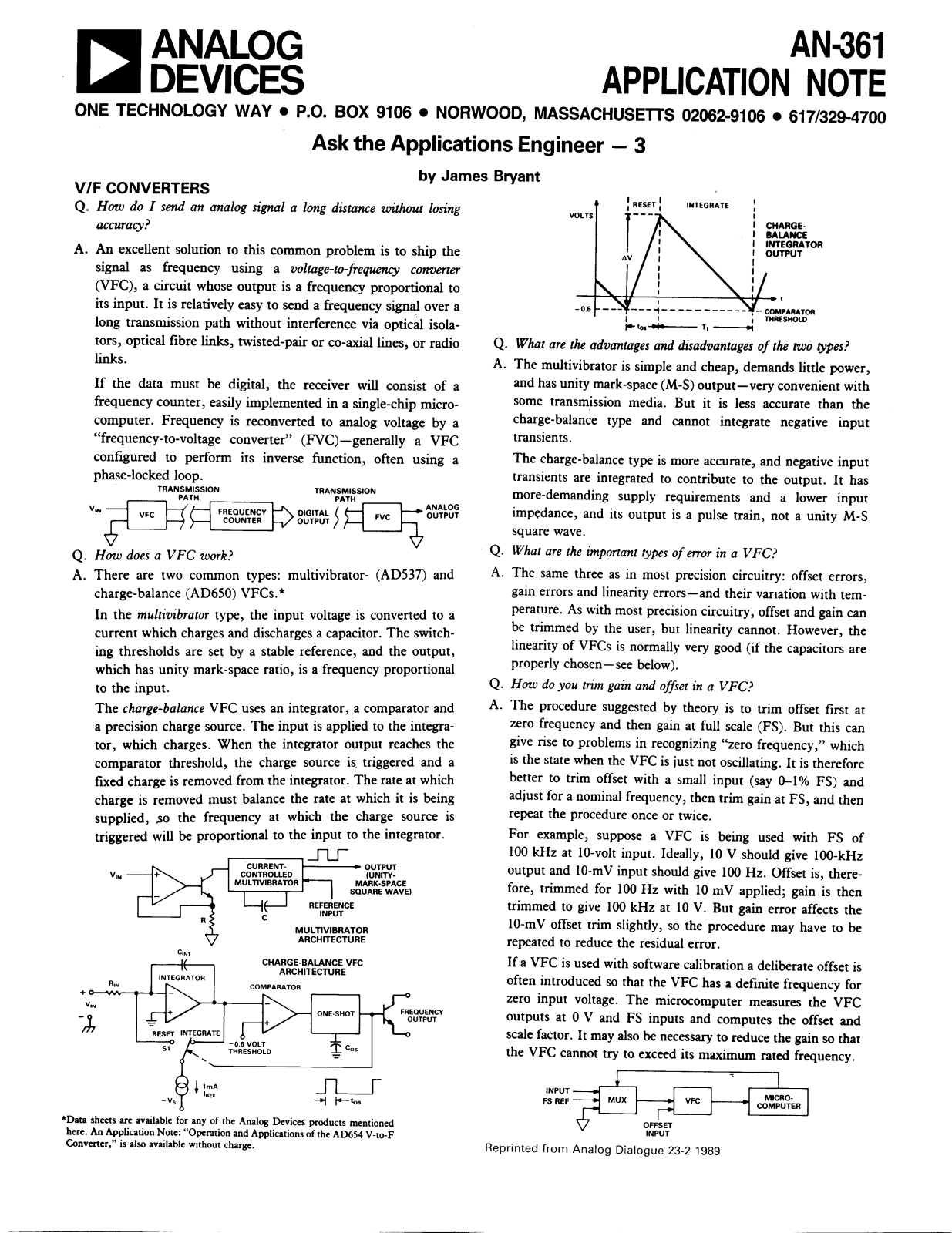 Analog Devices AN361 Application Notes