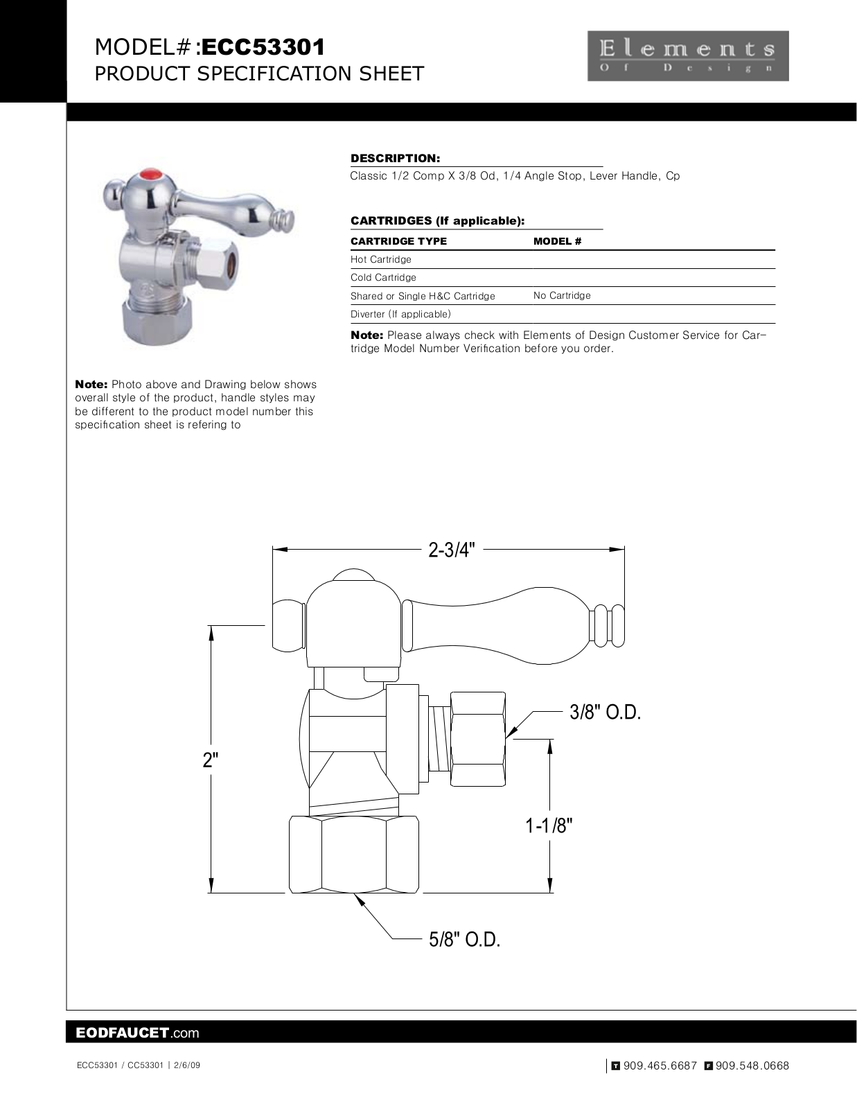 Elements of Design EDE2368 Specification Sheet - ManualMachine.com