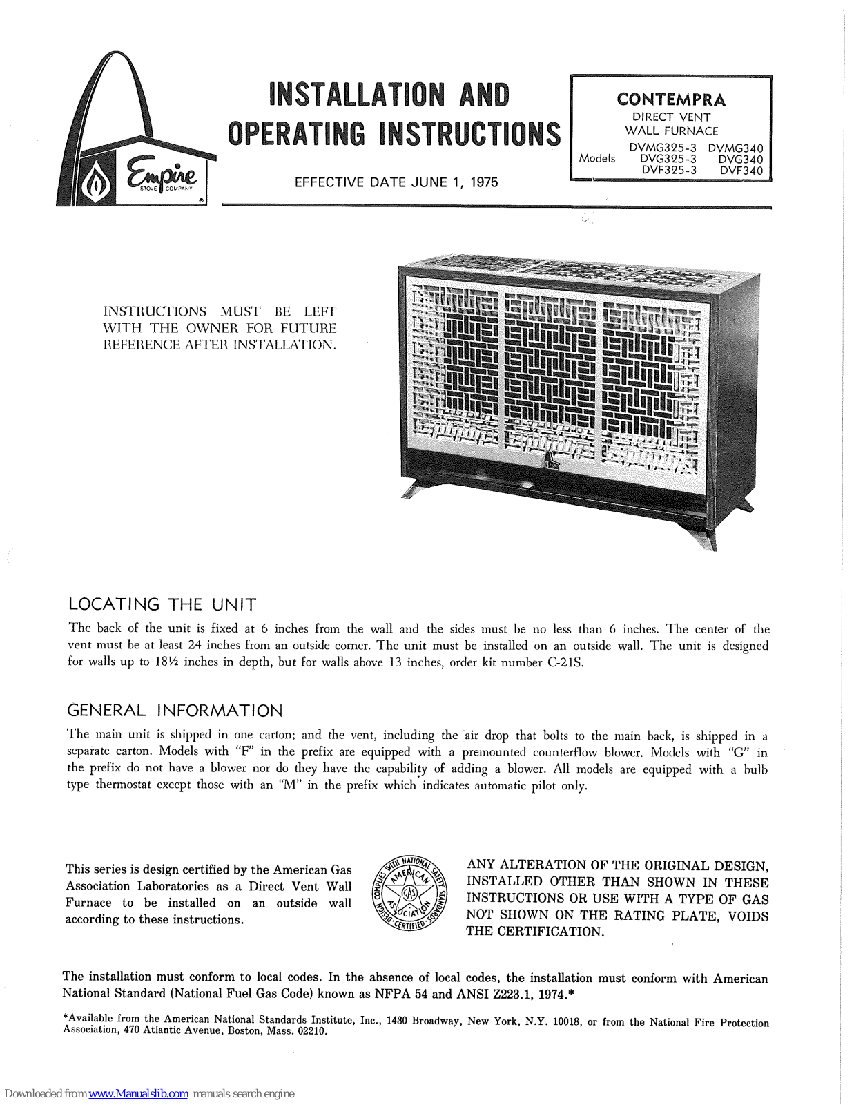 Empire DVMG325-3, DVF325-3, DVG325-3, DVMG340, DVG340 Operating Instructions Manual - ManualMachine.com