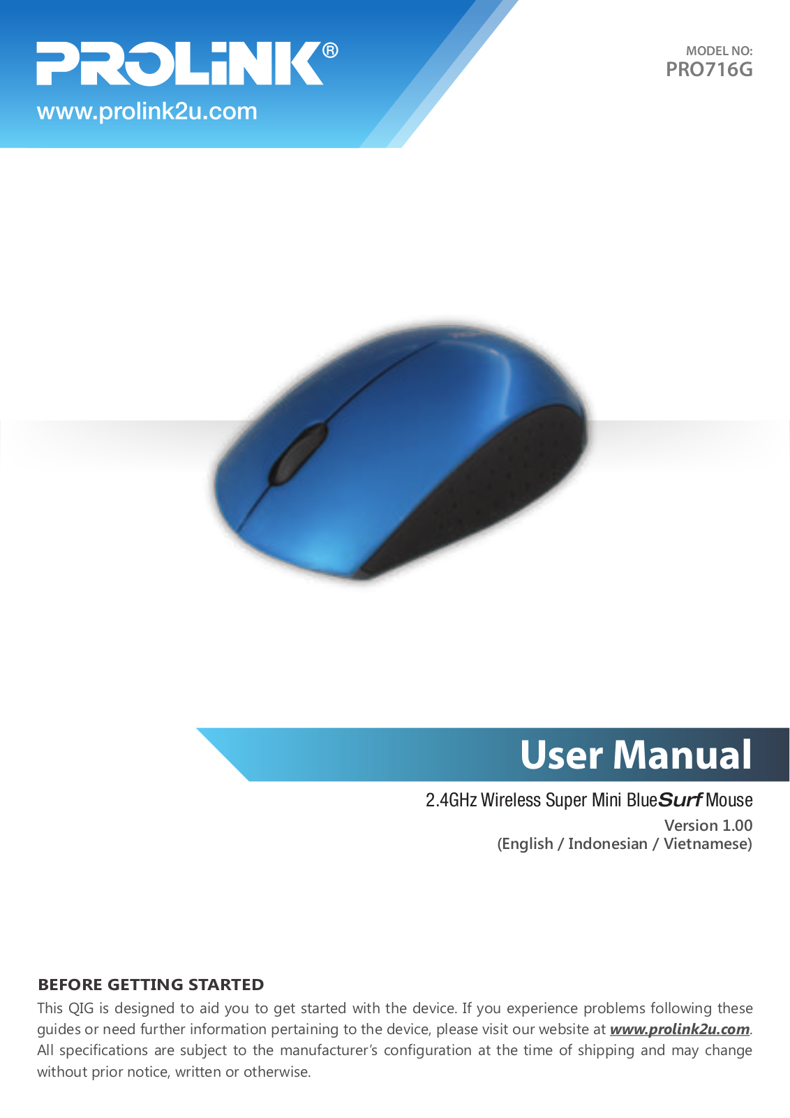 PROLiNK PMO716G User Manual