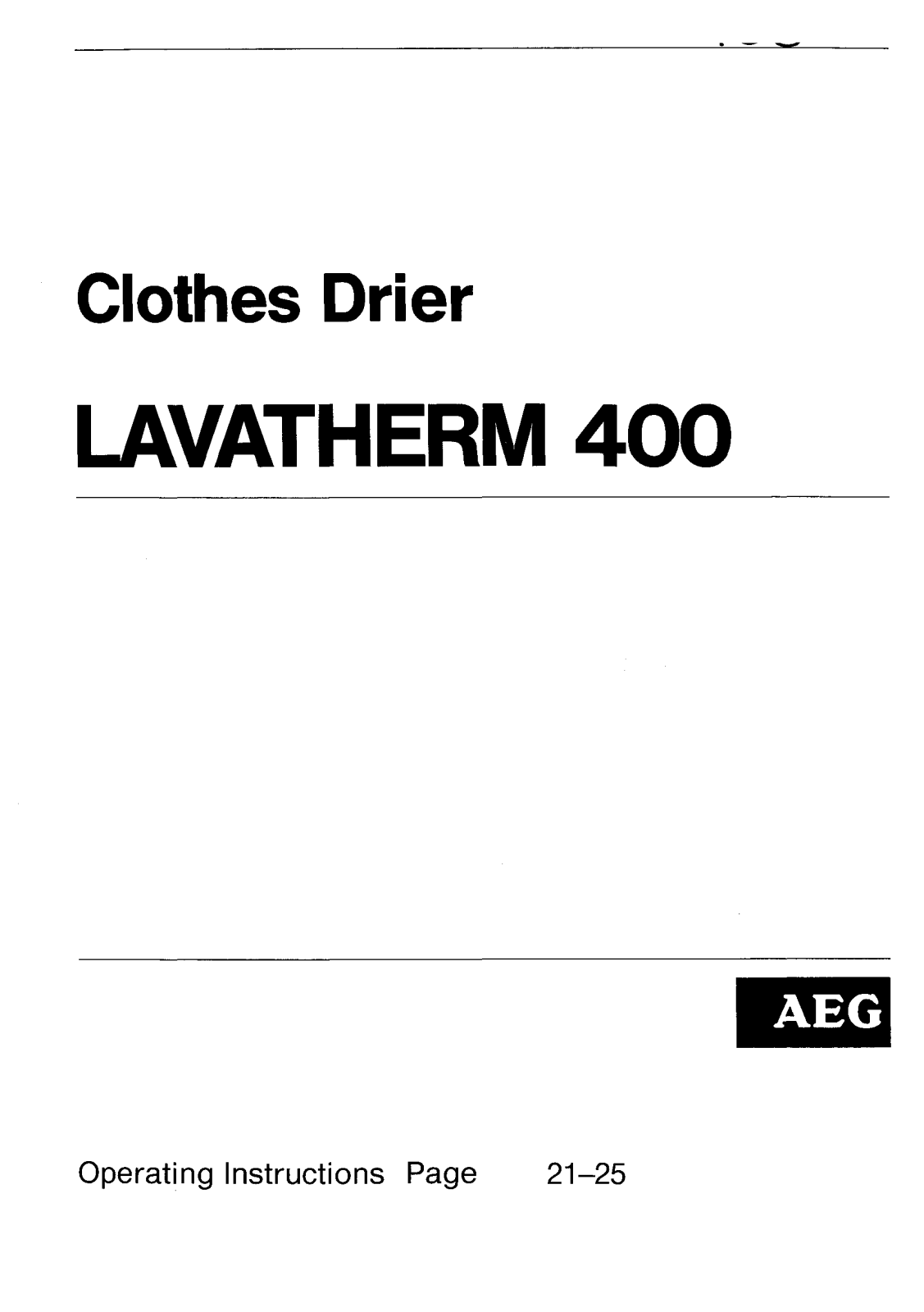 AEG Lavatherm 400 User Manual