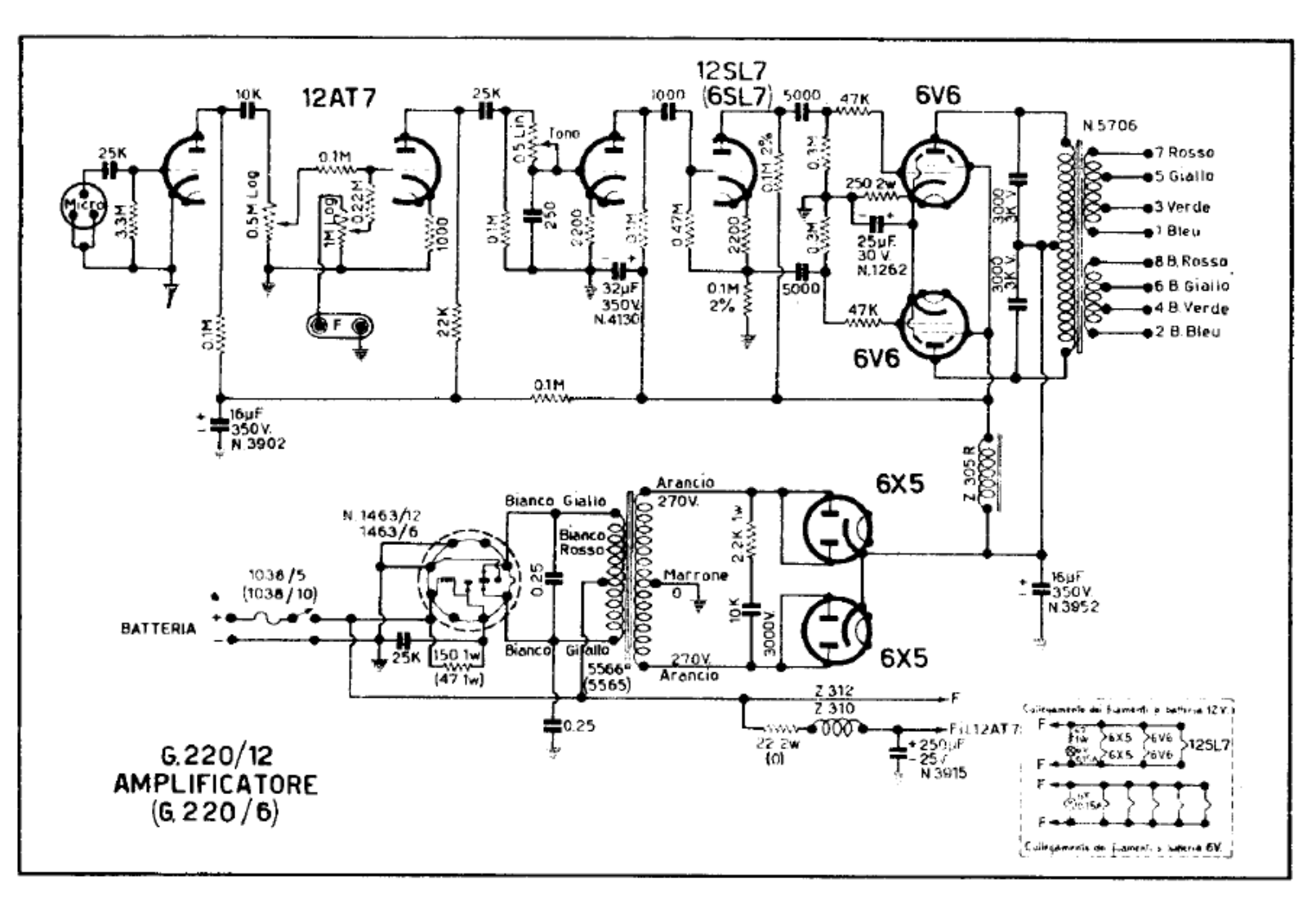 Geloso G220-6, G220-12 Schematic