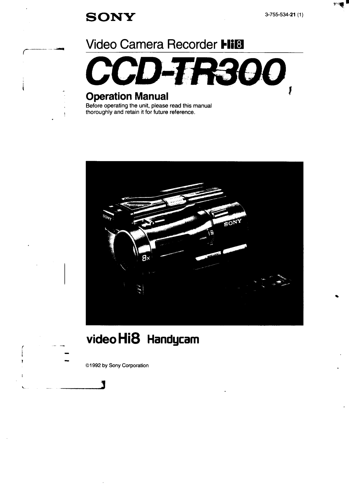 Sony CCD-TR300 User Manual