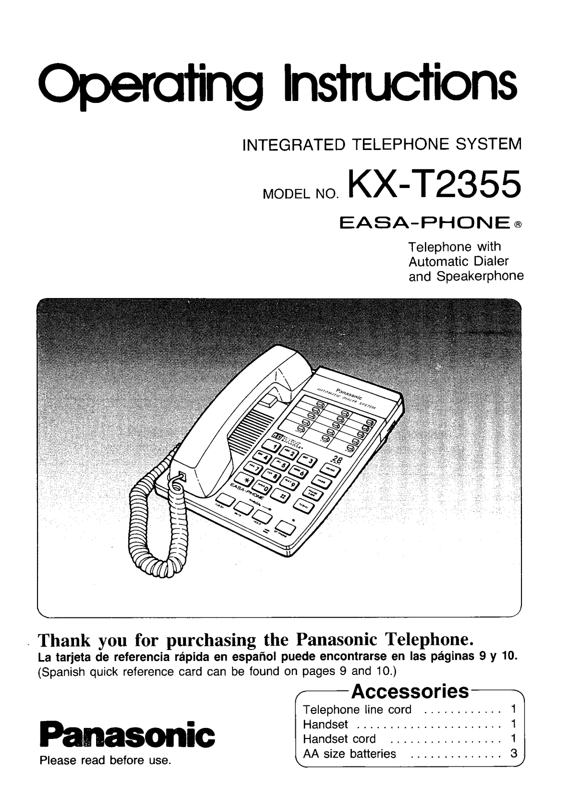 PANASONIC KX-T2355 User Guide