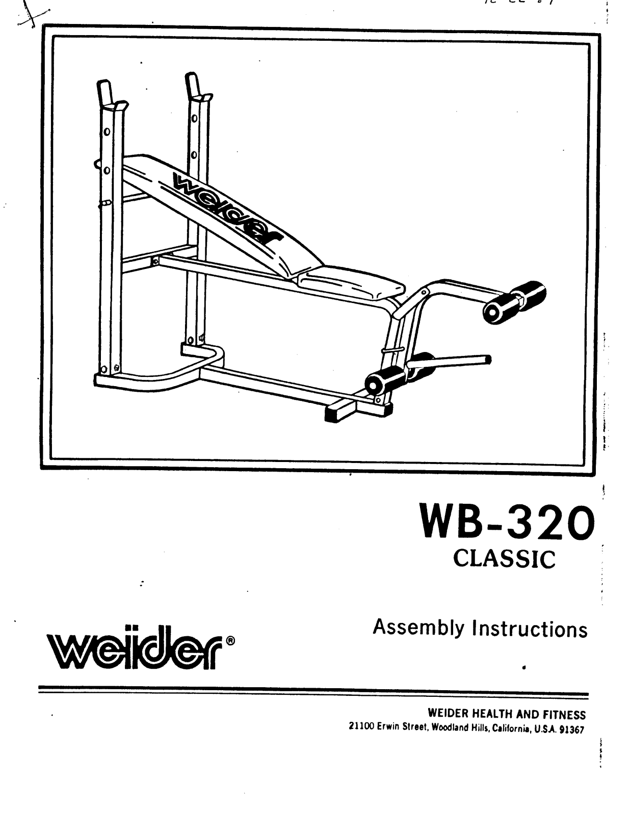 Weider WB-320 Owner's Manual