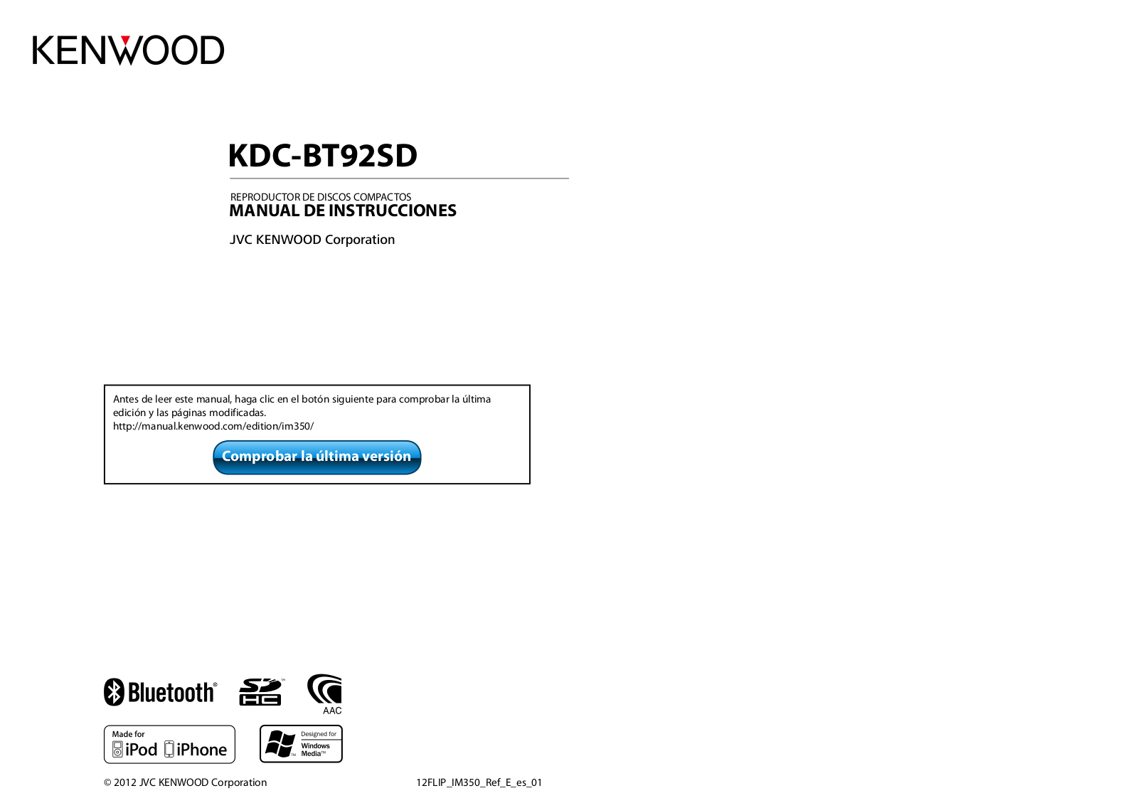 Kenwood KDC-BT92SD User Manual