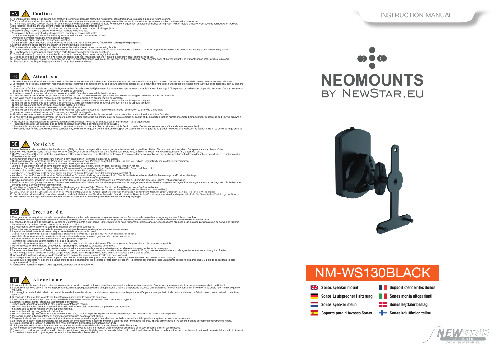 Newstar NM-WS130BLACK User Manual