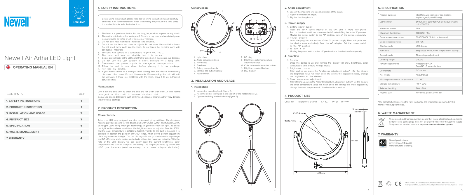 NEWELL Air Artha LED Light User guide - ManualMachine.com