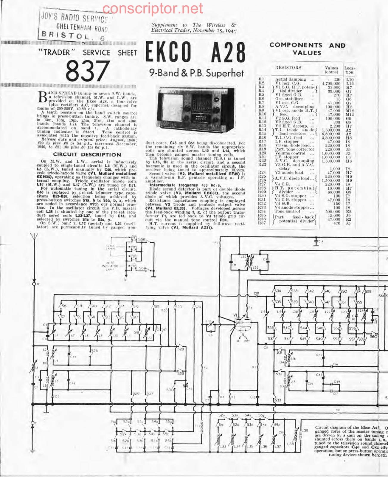 EKCO A28 Service manual