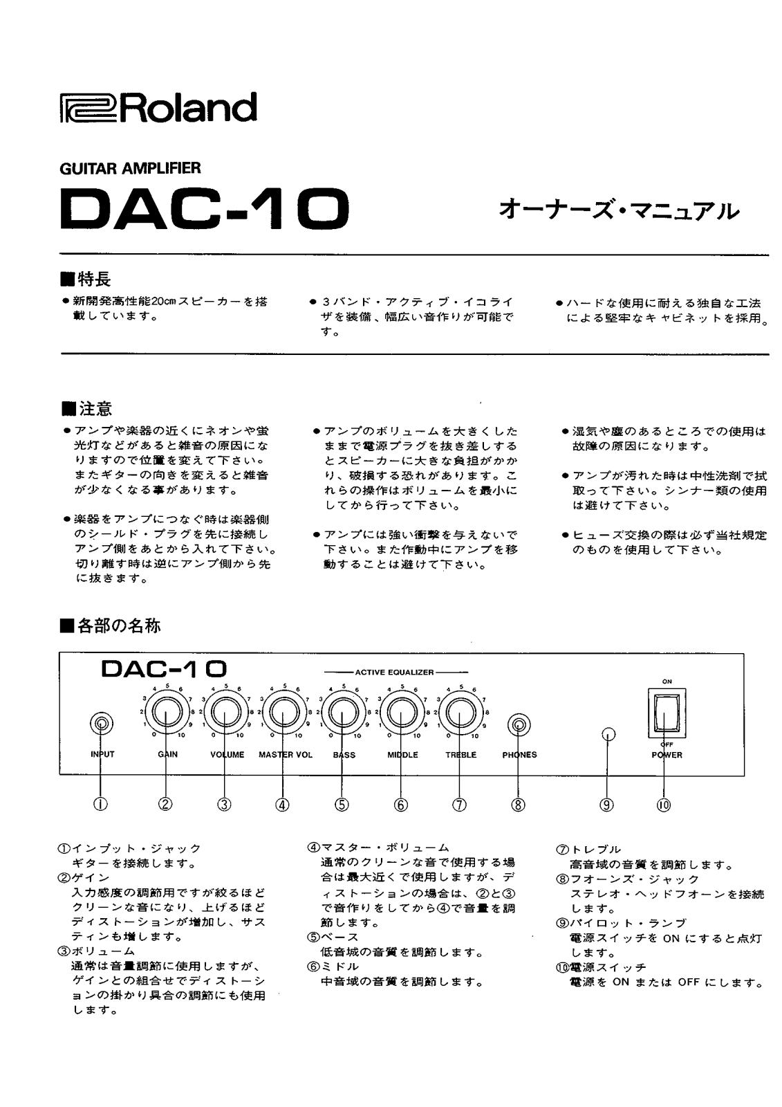 Roland DAC-10 User Manual