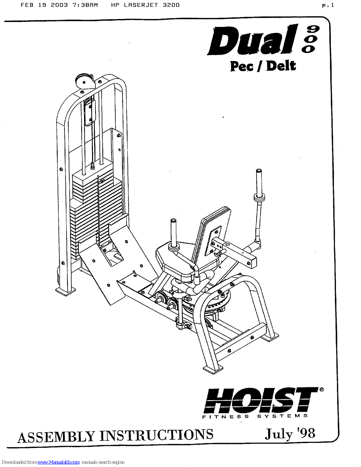 Hoist Fitness Dual 900 Assembly Instructions Manual