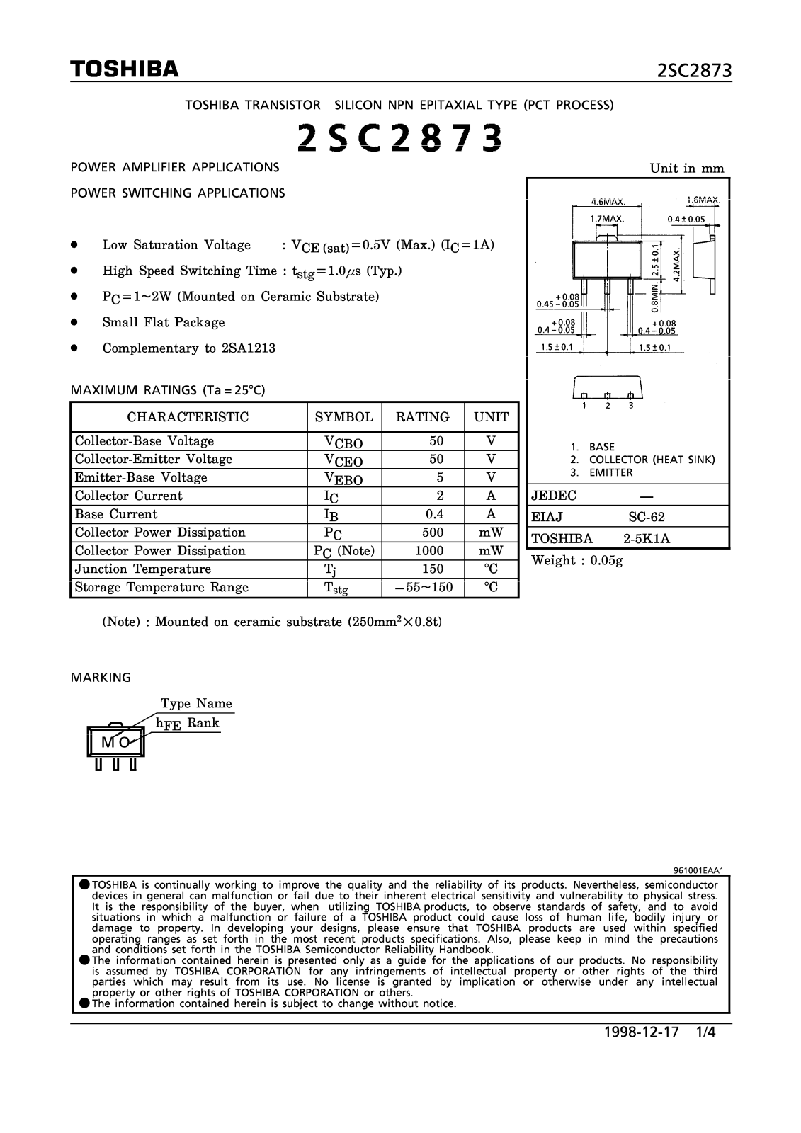 Toshiba 2SC2873 Schematic