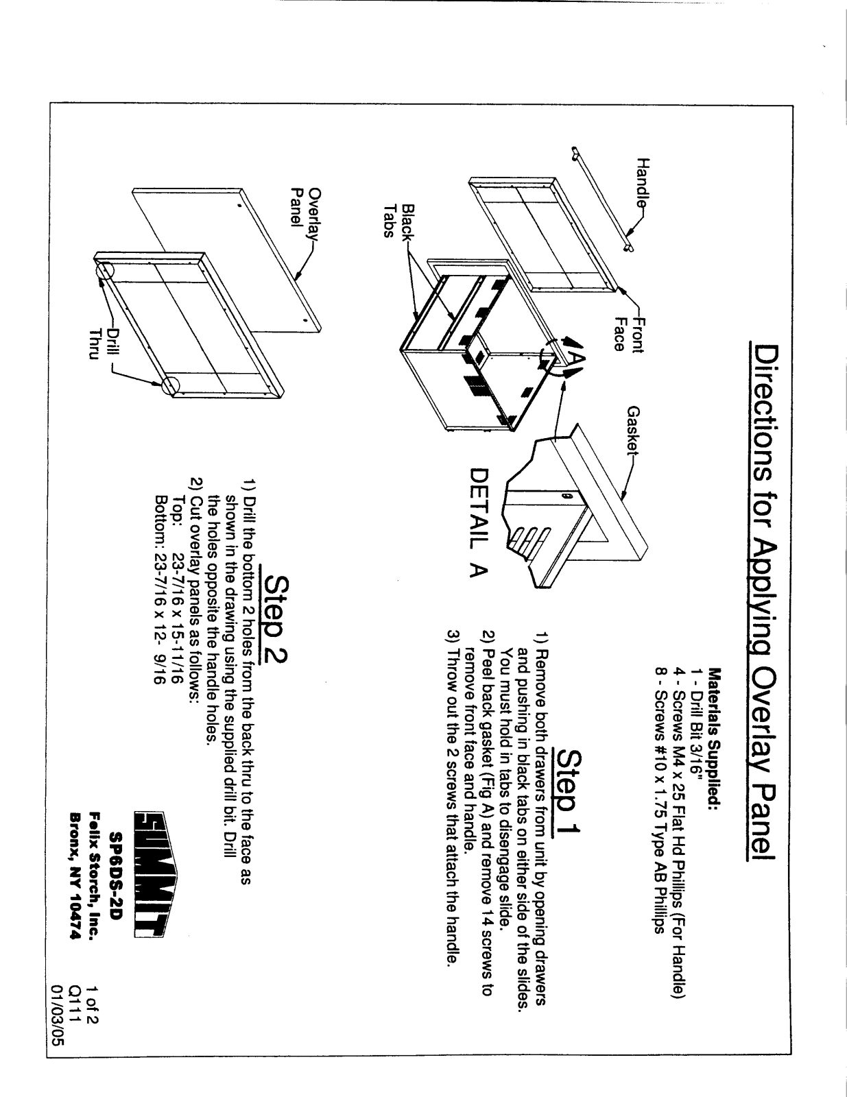 Summit SP6DS2D7 Installation Manual