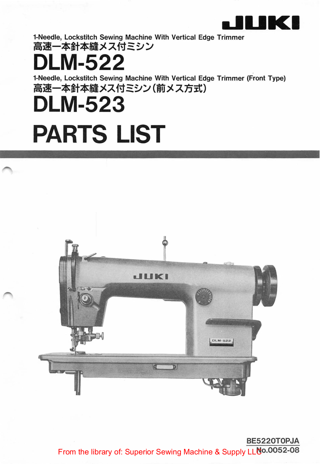 Juki DLM-522, DLM-523 User Manual - ManualMachine.com